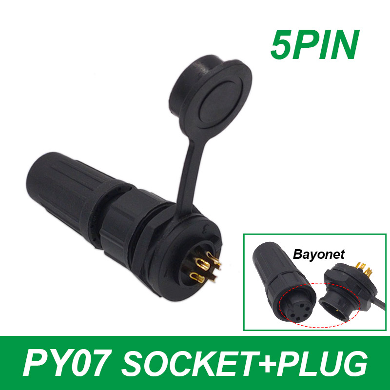Waterproof connector plastic plug socket IP67 PY07 Z108 butt connector 2pin 3pin 4pin 5pin 6pin 7pin 8pins: MULTI
