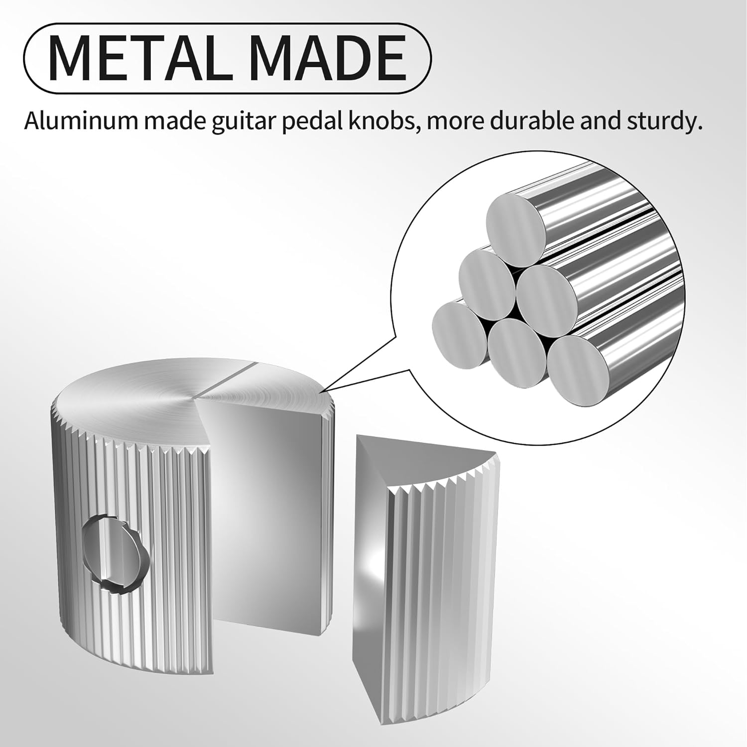 DaierTek 6 PCS 6.35 MM Botão Potenciômetro Metal Prata Guitarra Pedal Botões 1/4 Eixo Prata AMP Botões com Parafuso Conjunto Botões de Guitarra