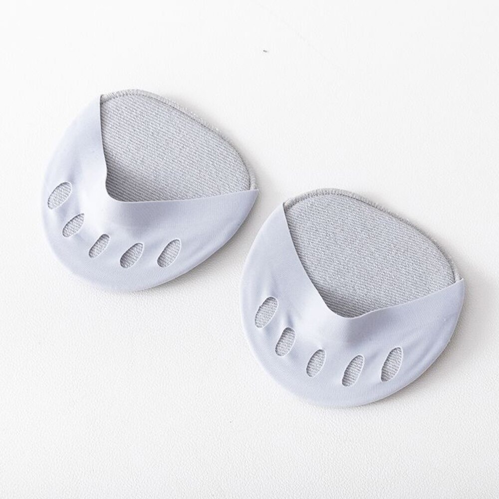 Women Socks Sponge Ice Silk Anti-slip Lining Open Toe Heelless Liner Sock Invisible Forefoot Cushion Foot Pad Cotton Socks: grey
