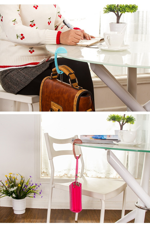MultiColor Portable Removable Plastic Luggage Hook Loadable 15 Kg High Strength Bag Hook Table Desk Hook