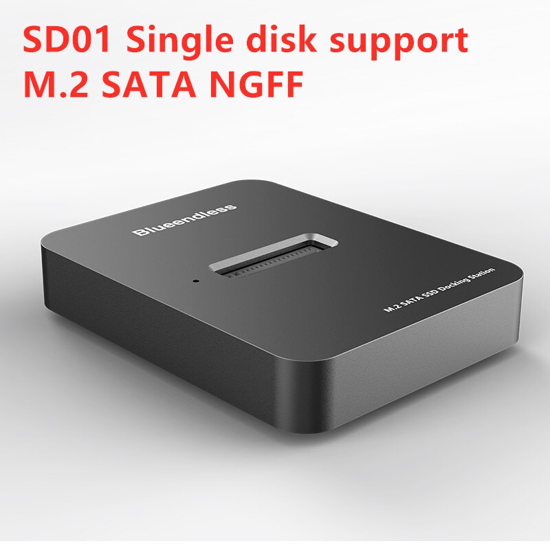 Blueendless Dual Bay Ssd Behuizing Usb C M2 Ssd Externe Case M2 Nvme/Ngff Case Ssd Hdd Ssd Docking station Usb C Clone Functie: SD01 M.2 SATA