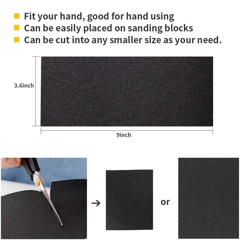 102 Pcs Grit Sand Paper 80-3000 Wet Dry Abrasive Sanding Sheets for Automotive Car Wood Metal Glass