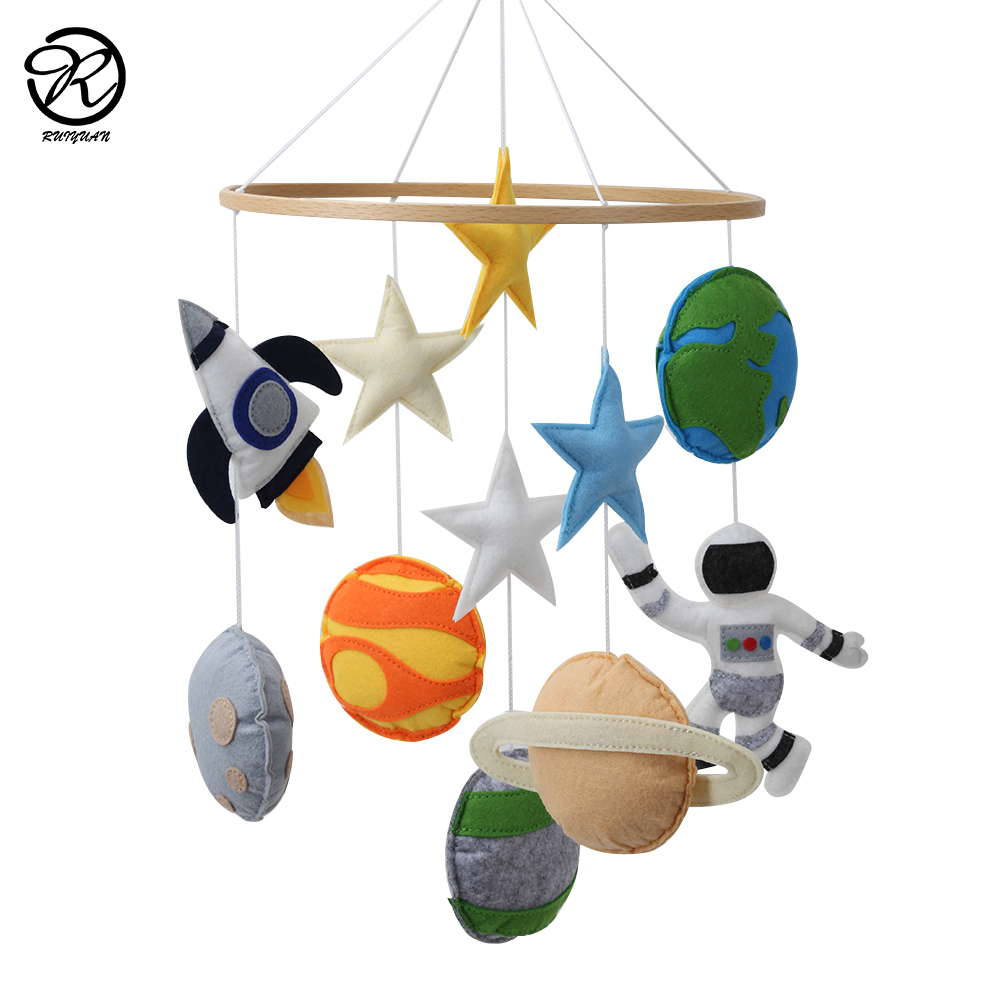 Space Nursery Mobile Solar System Baby Crib Mobile Astronaut felt Ceiling Hanging Spaceship Baby Shower