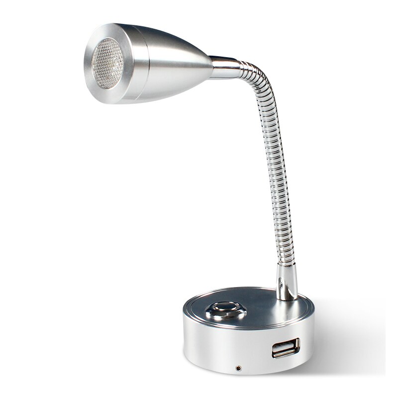 Heyrv 12V/24V 3W Flexibele Plated Slang Licht Verstelbare Leeslamp Led Met Usb-poort Opladen