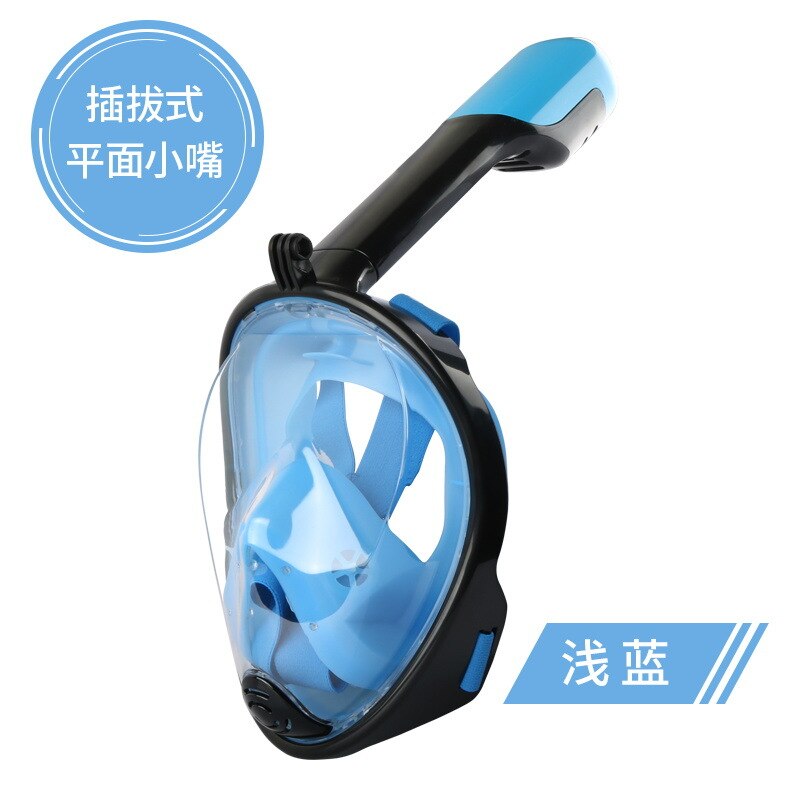 Professionale Completa Viso Maschera Per Lo Snorkeling Scuba Diving Mask Nuoto Snorkel Anti-fog Subacquea Swim Training Mascherina di Immersione Subacquea: Light blue / S/M