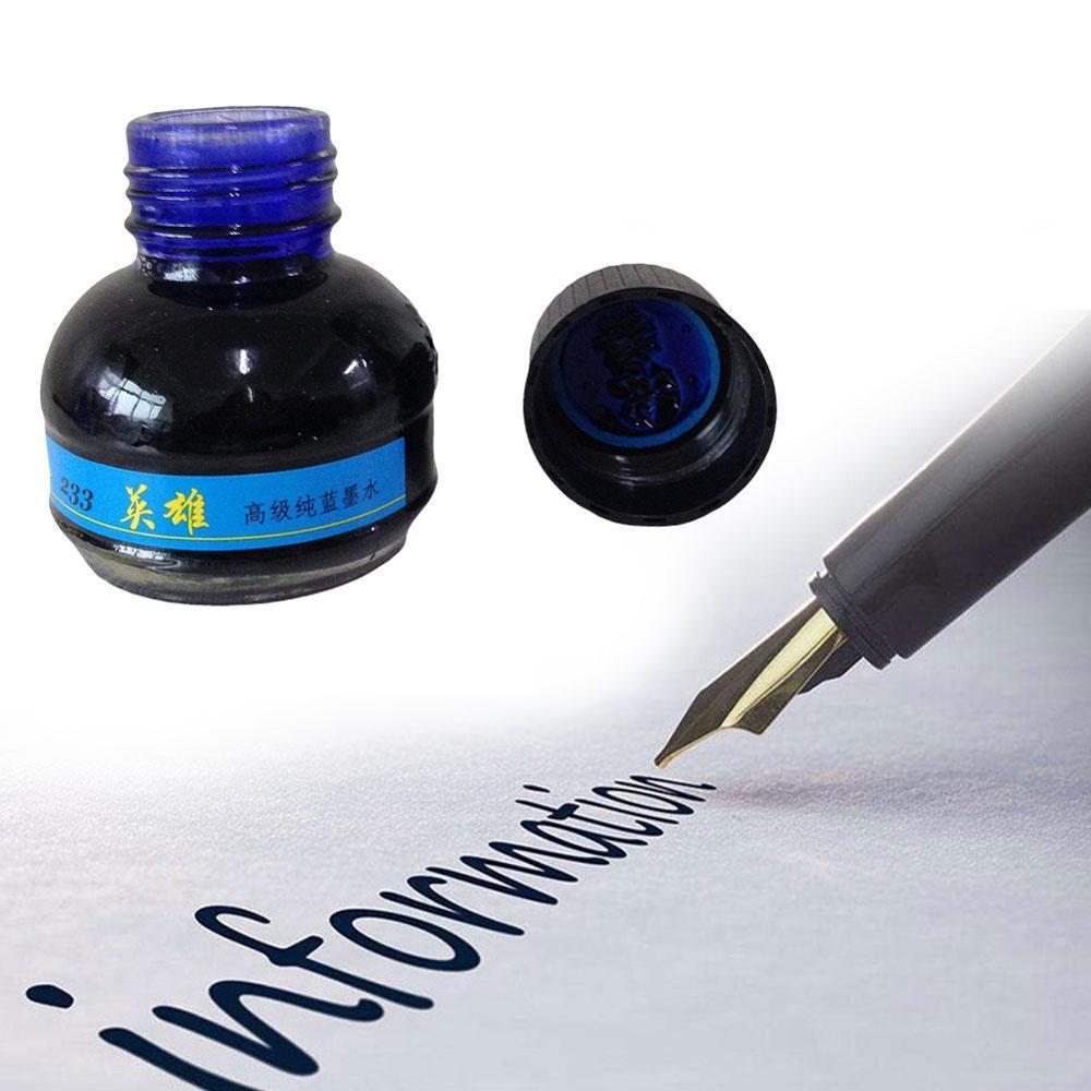 60ml Bottled Blue Fountain Pen Ink Hero 233 Writing Ink Refill Glass Smooth Fountain School Student Stationery Office Supplies