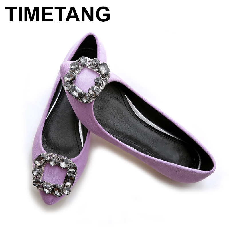 TIMETANG Spring women's shoes soft soled leisure and comfortable diamond woman shoes flat large 45 size work shoes C115