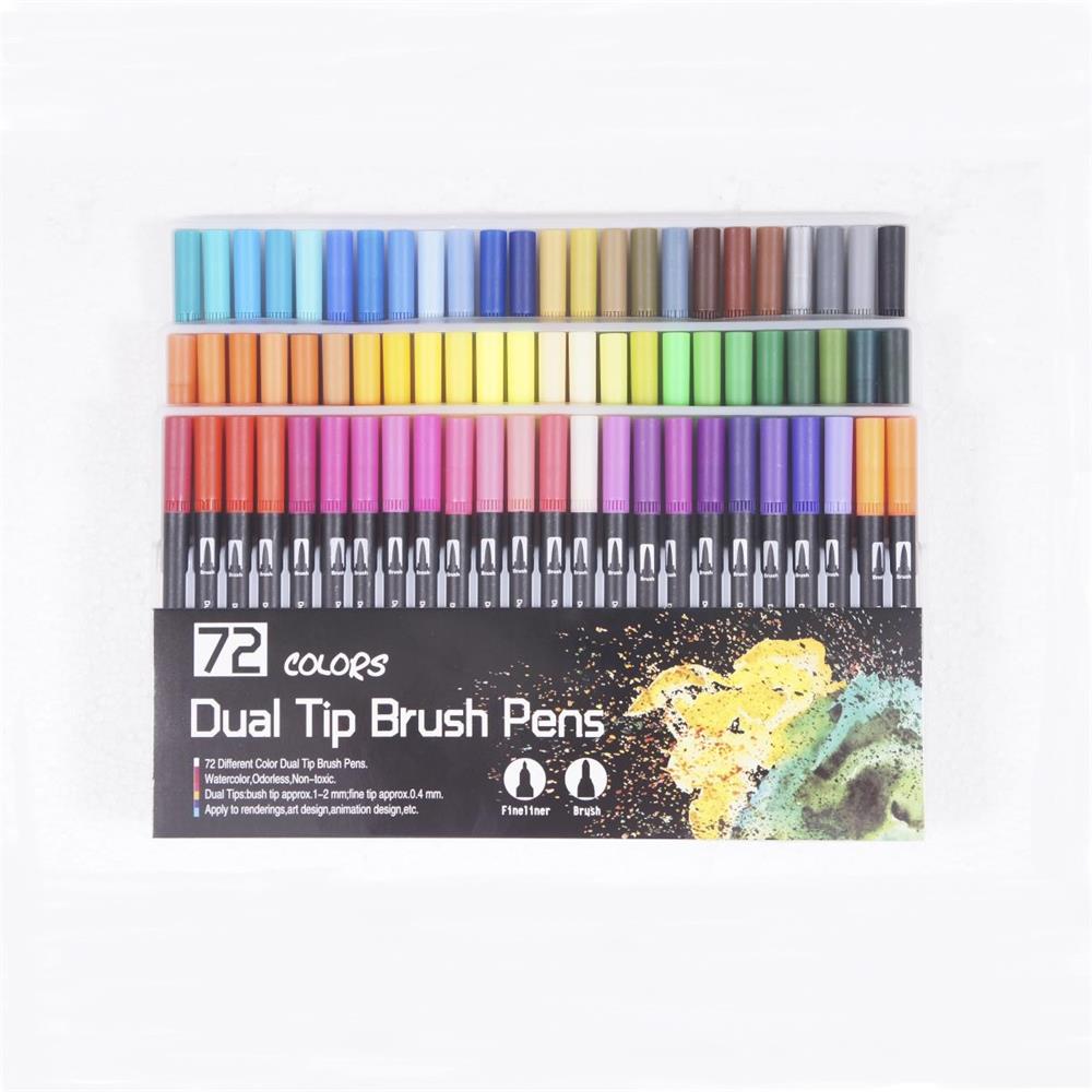 100 Colors Fine Liner Dual Tip Art Markers Watercolor Brush Pen Set For School Art Supplies Best Effect For Drawing And Painting: 72 Colors
