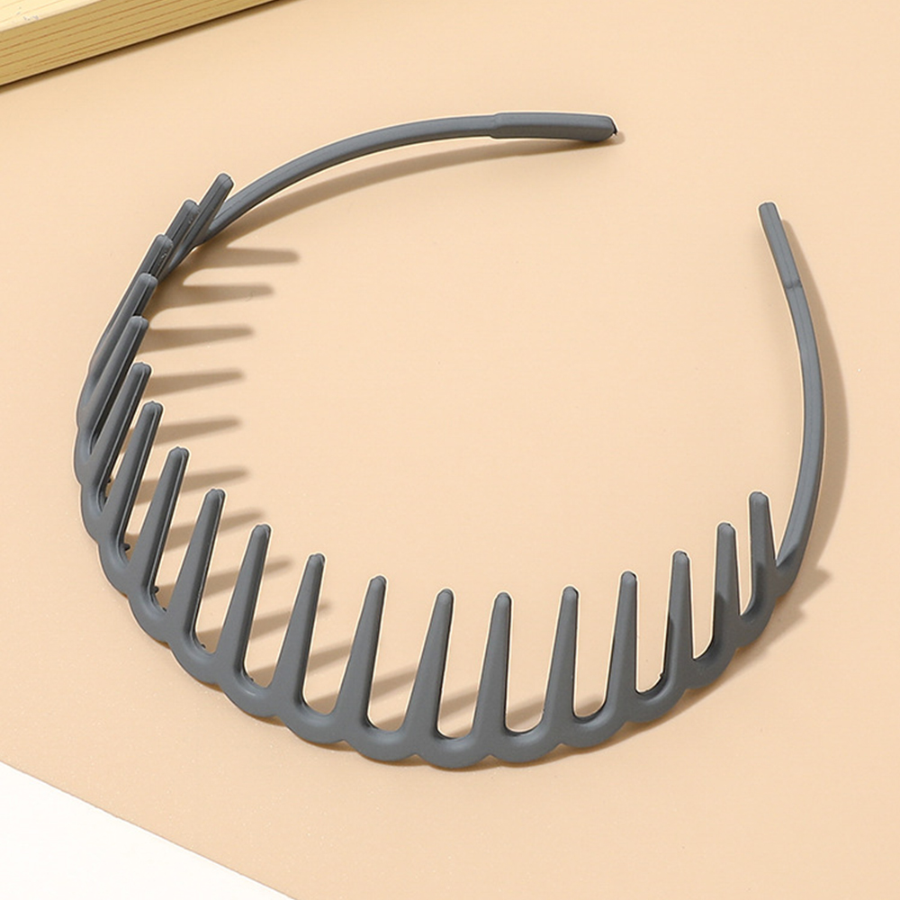Rutschfeste Zick-Zack-Stirnbänder für Frauen und Mädchen, Haifischzähne, Kunststoff-Haarband, Zahnhaarkamm, Spitze, transparentes Stirnband: Grau