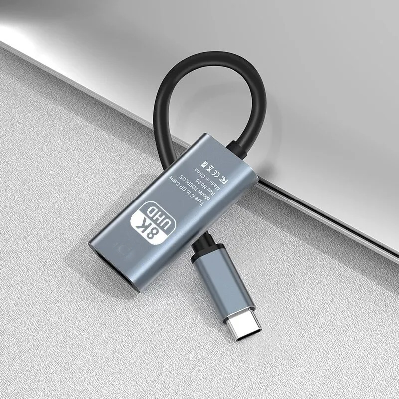 8k usb-c till hdmi-adapter 4k 120hz/2k 165hz typ-c thunderbolt 4 to hdmi-omvandlare hubb för bärbar dator, telefon till tv-skärm: Svart