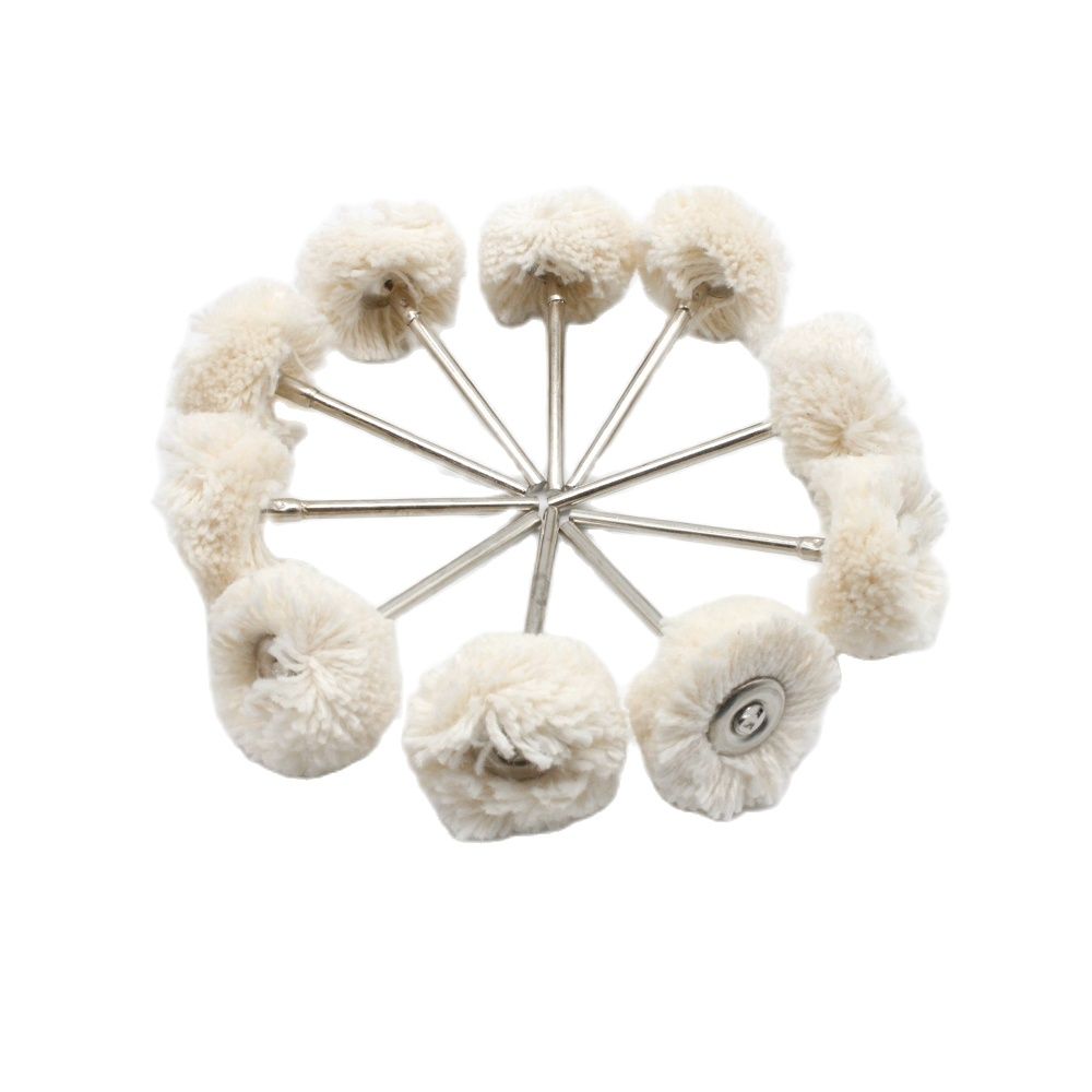 20pz Spazzola per lucidatura gioielli Feltro di lana di cotone Rettifica Levigatura Testa Abrasiva Lucidatura Ruota 2.35MM Gambo Trapano Utensile rotante: giallo