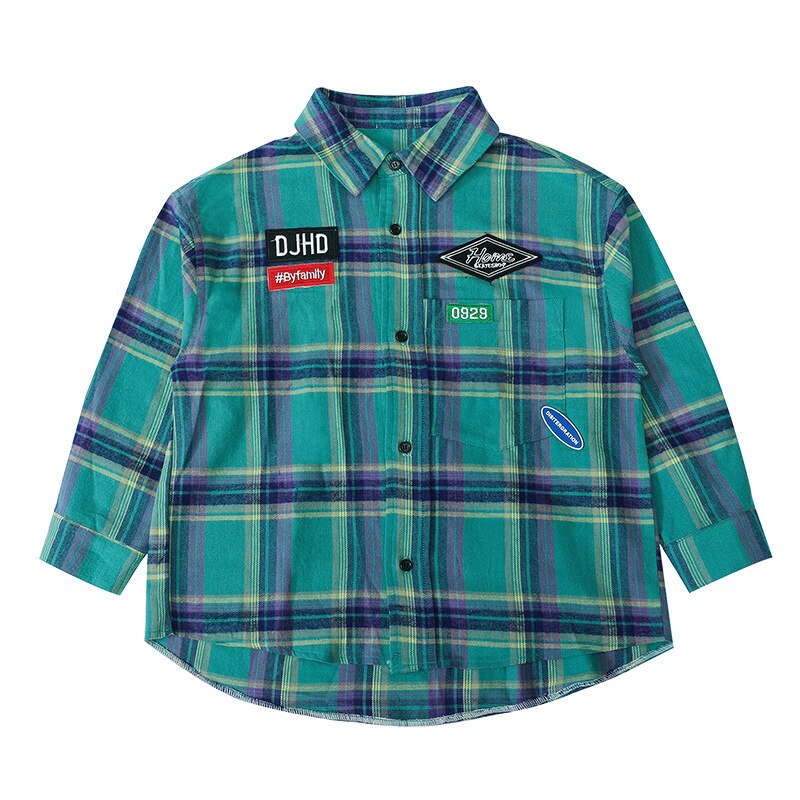 Kinderen Plaid Shirts Lange Mouw Tops Voor Jongens Tiener Casual Kleding Kids Cotton Turn-Down Kraag Lente Kostuum 6 8 10 12Y
