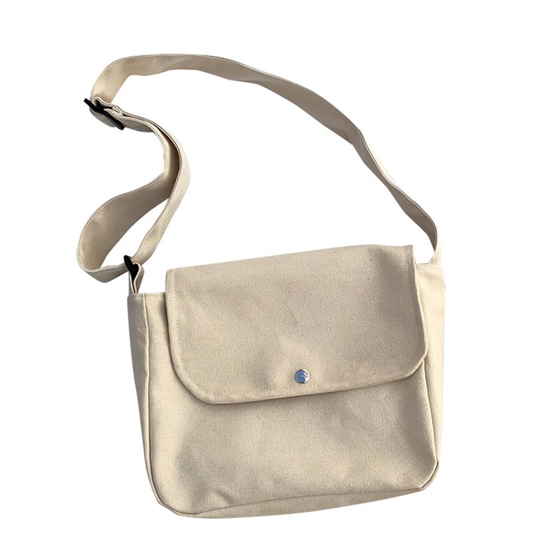 Borsa a tracolla in tela semplice da donna regolabile borsa a tracolla pura da donna borse a tracolla Casual borse da scuola per ragazze: Beige