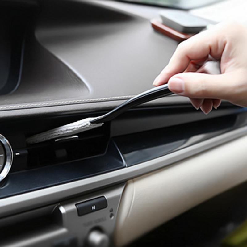 1 unidad de aire acondicionado para coche, cepillo de limpieza de salida de aire, cepillo de doble cabezal interior de cuero, tablero de tablero para asiento, herramienta de limpieza para coche