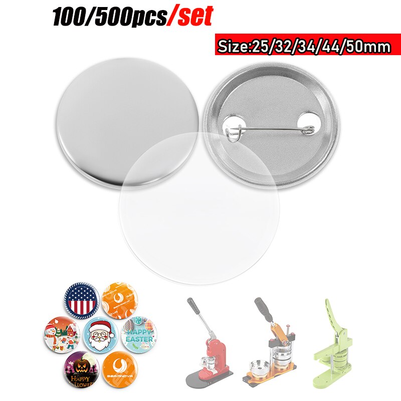 100/500Pcs Blank Badge Pin Button Maker Parts for Button Maker Machine Supplies Part DIY Badges Set 25/32/37/44/50mm