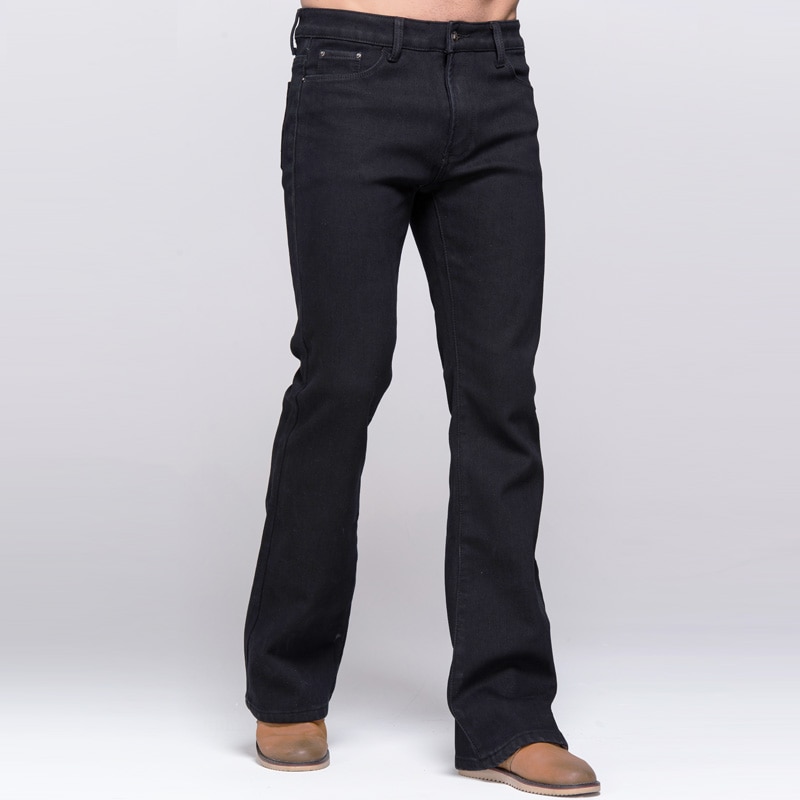 GRG Mens Winter Boot Cut Jeans Thicken Warm Stretch Denim Black Jeans Slim Slightly Flare Pants Polar Fleece Jeans