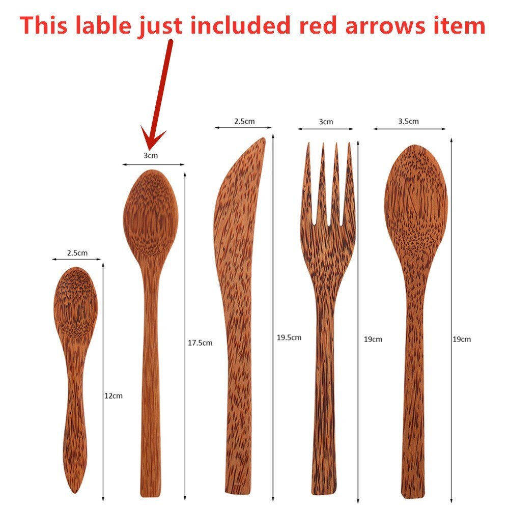 1PC Organic Coconut Palm Coconut Spoon Wood Cutlery Natural Bamboo Wooden Spoon for Coconut Shell Bowl Bamboo Spoon Cutlery: 1 pc 17.5cm Spoon