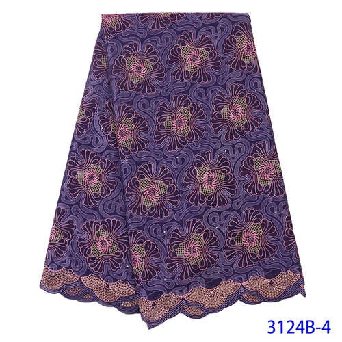 Swiss Voile Lace in Switzerland African Fabric Cotton Laces Fabric Embroidery Lace with Stones for Women KS3124B: Picture 4