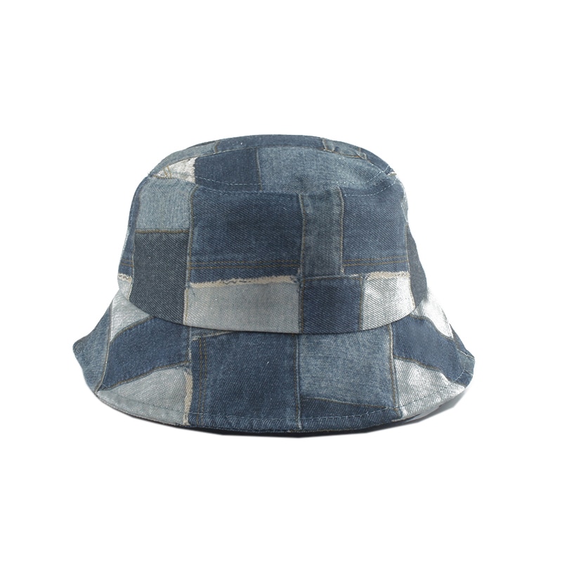 Patchwork Denim Eimer Hütte Frauen Männer Wandern Angeln Sonnenhut Frühling Sommer Jahrgang Fischer Hütte Gorro Hüfte hüpfen