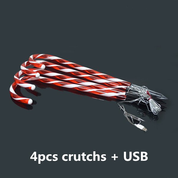 Snoep kerstboom decoratie verlichting zuurstok zonne-energie lamp batterij / usb aangedreven buiten tuin bruiloft feest decoratie: Usb 4 krukken