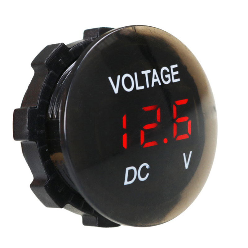 Digitale Panel Voltmeter Led Display Elektrische Voltage Meter Volt Tester Waterdicht Voor Auto Motorfiets Boot Atv Vrachtwagen Dc 12V-24V: Red