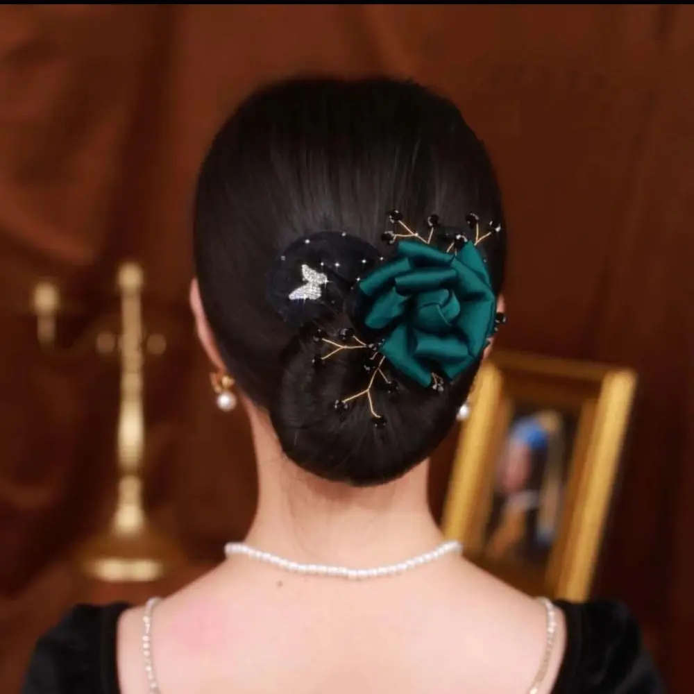 Pinza para el pelo de flores para mujer, 1 piezas, fabricante de moños flexibles antideslizantes, rizador de pelo perezoso, peinado de giro, herramienta de peinado: Rojo