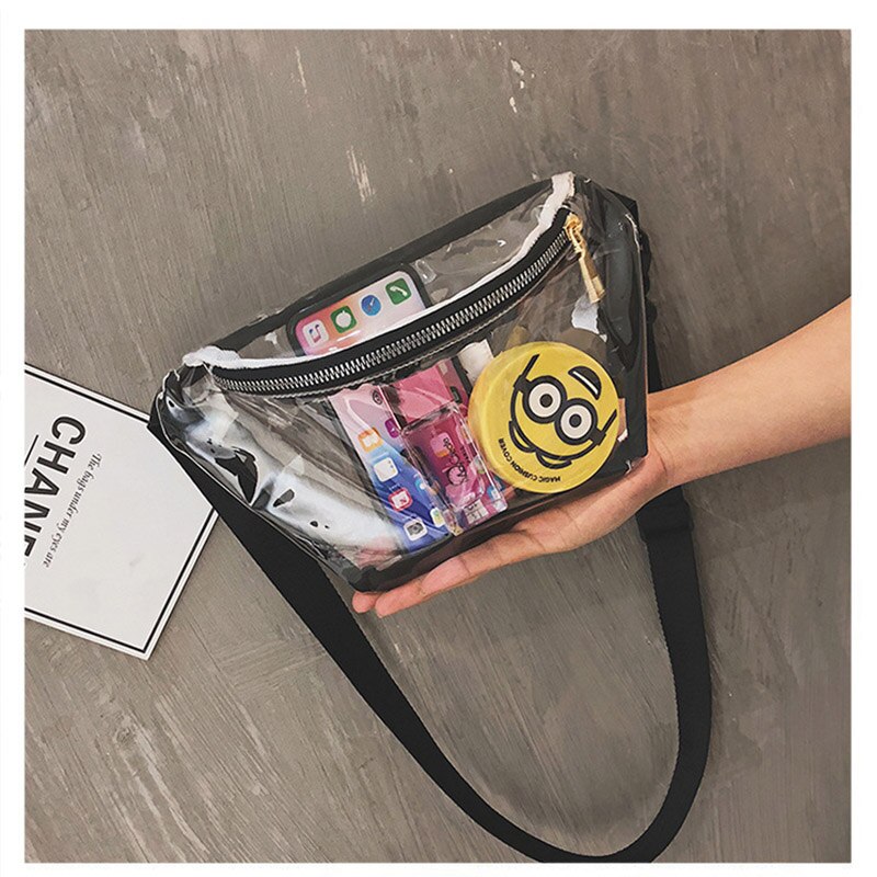 Riñonera de PVC transparente para chicas, bolsa de pecho de viaje impermeable, informal, de plástico, para verano, 030206