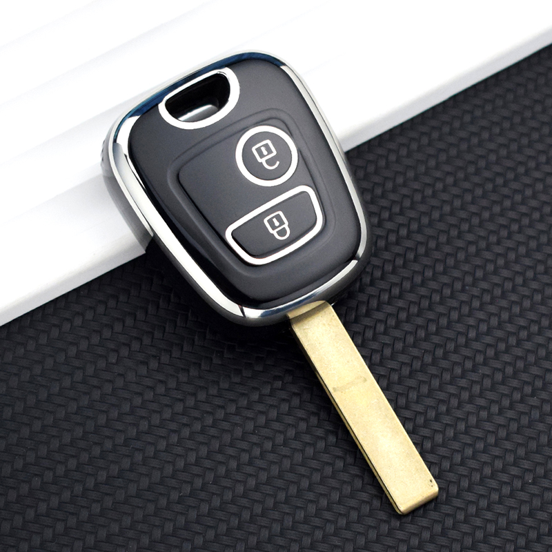 TPU Auto Afstandsbediening Sleutel Case Cover Shell Fob Sleutelhanger Voor Peugeot 107 206 207 307 Voor Citroen C1 C2 C3 C4 Voor Toyota Aygo: WHITE