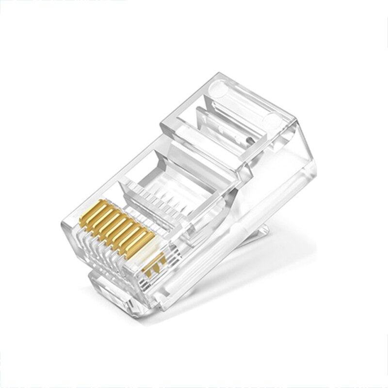 100 stuks/set cat 6 rj45 connector utp kabel ethernet jack transparant web cat 6 modulaire stekkers met 6.5mm rj45 doppen