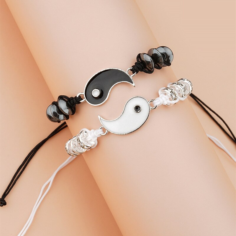 1Pair Couple Bracelet Chinese Retro Tai Chi Gossip Banish Bad Luck Hand Woven Rope BFF Best Friend Friendship Jewelry
