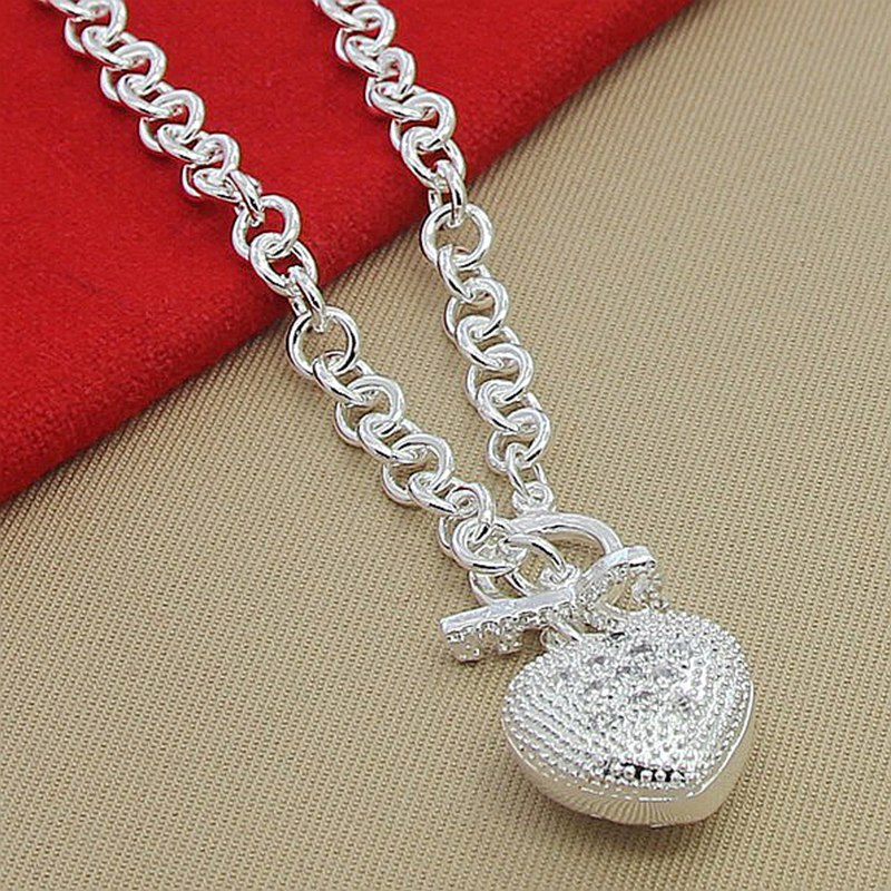 925 silber Schmuck Herz Anhänger Halsketten Ketten Für Frauen Valentines Schild oben Schmuck