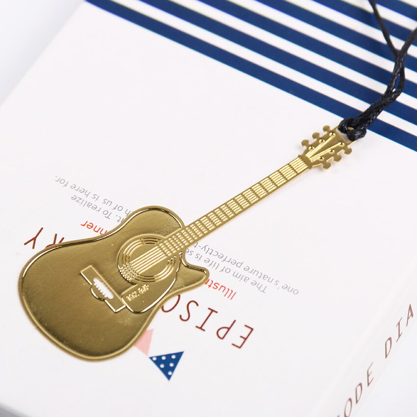 1PC Cute Gold Metal Bookmark Music Piano Guitar Bookmark for Book Korean Stationery: 4