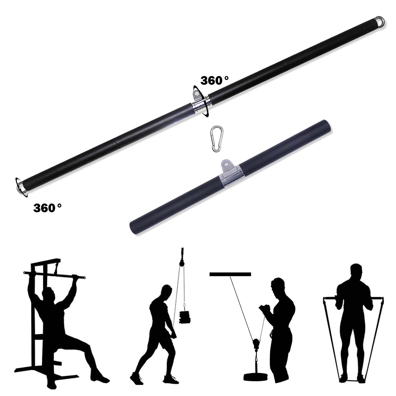 Rotating LAT Pull Down Bar Detachable Resistance Bands Bar Cable Machine Attachments Pilates Workout Multifunction Gym Handles