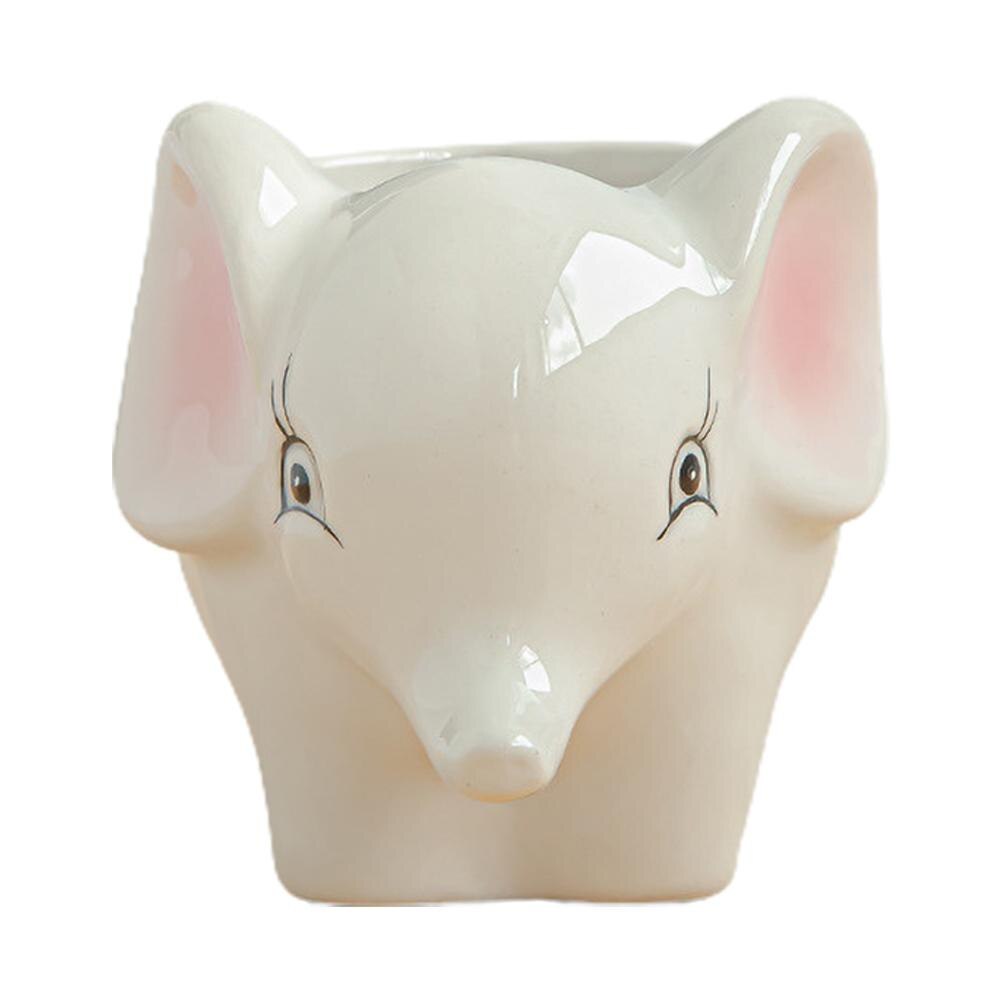 Maceta de flores suculentas de animales de dibujos animados, plantas de jardinería, adorno de cerámica en maceta, Mini maceta de Cactus bonsái, artesanía de decoración del hogar: Elephant