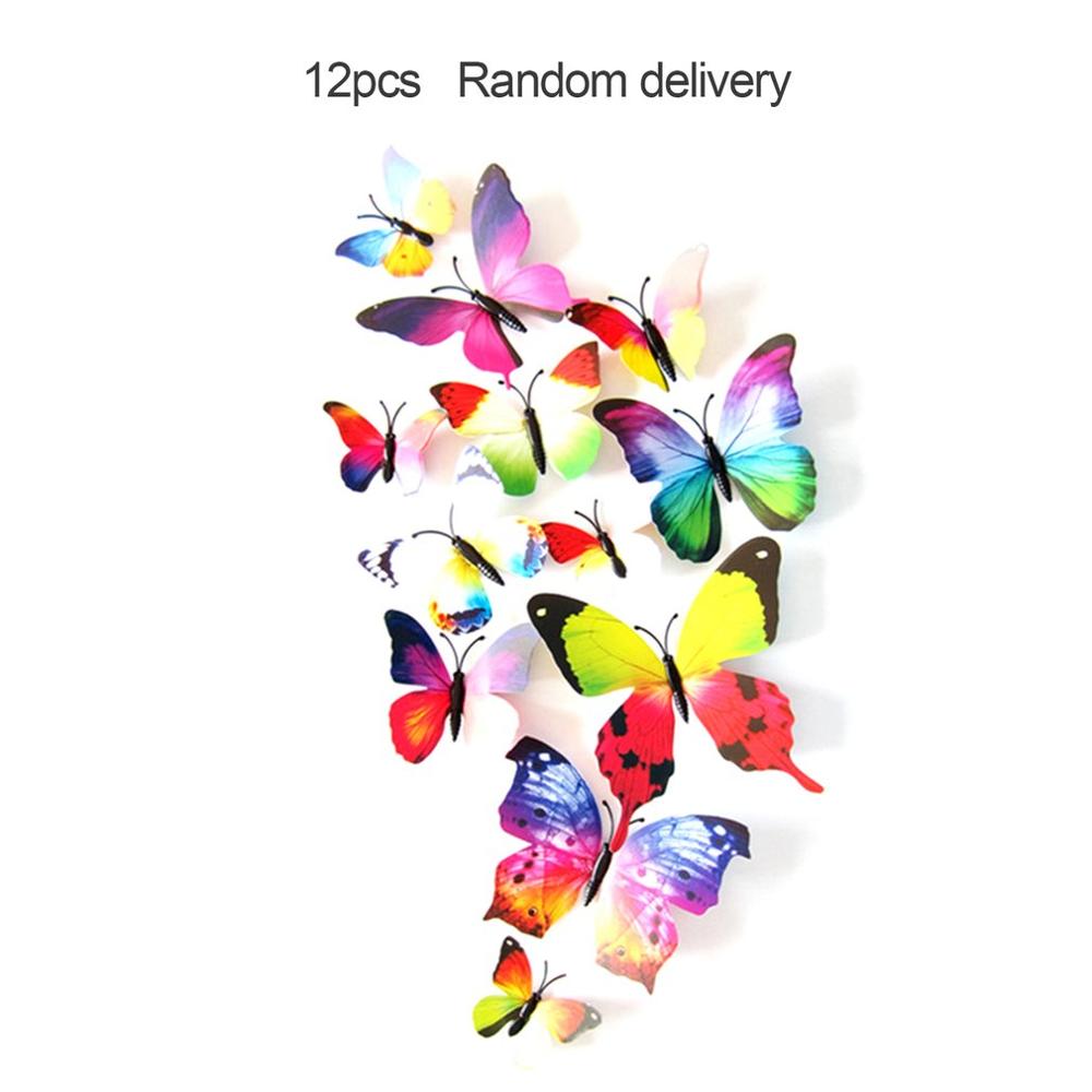 12 Uds PVC 3d mariposa decoración de pared bonitas mariposas pared calcomanías artísticas decoración del hogar arte de pared de habitación: Purple