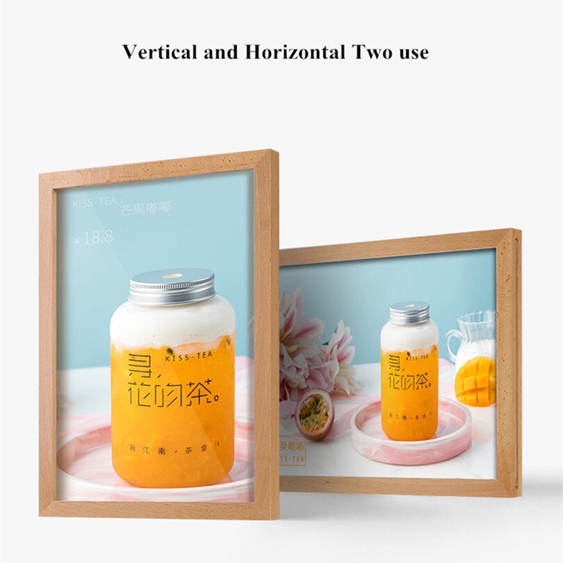 8.5x11'' Retail Removable Transparent Acrylic panel Notice Board Adhesive Wood Wall Mount Sign Holder Poster Display A4 Frame