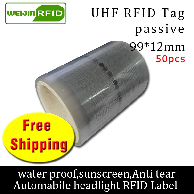 Rfid-tagg uhf-dekal fordonsstrålkastare epc 6c 915 mhz 868m 860-960m m4qt 50 st rivsäker självhäftande passiv rfid-etikett