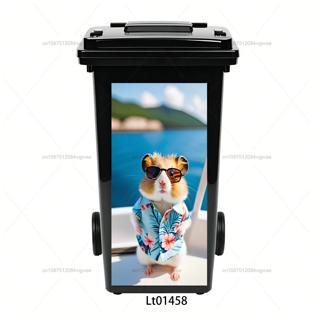 Grappige Dieren Hamster Vuilnisbak Sticker Milieuvriendelijke Verwijderbare Waterdichte Prullenbak Decoratieve Sticker