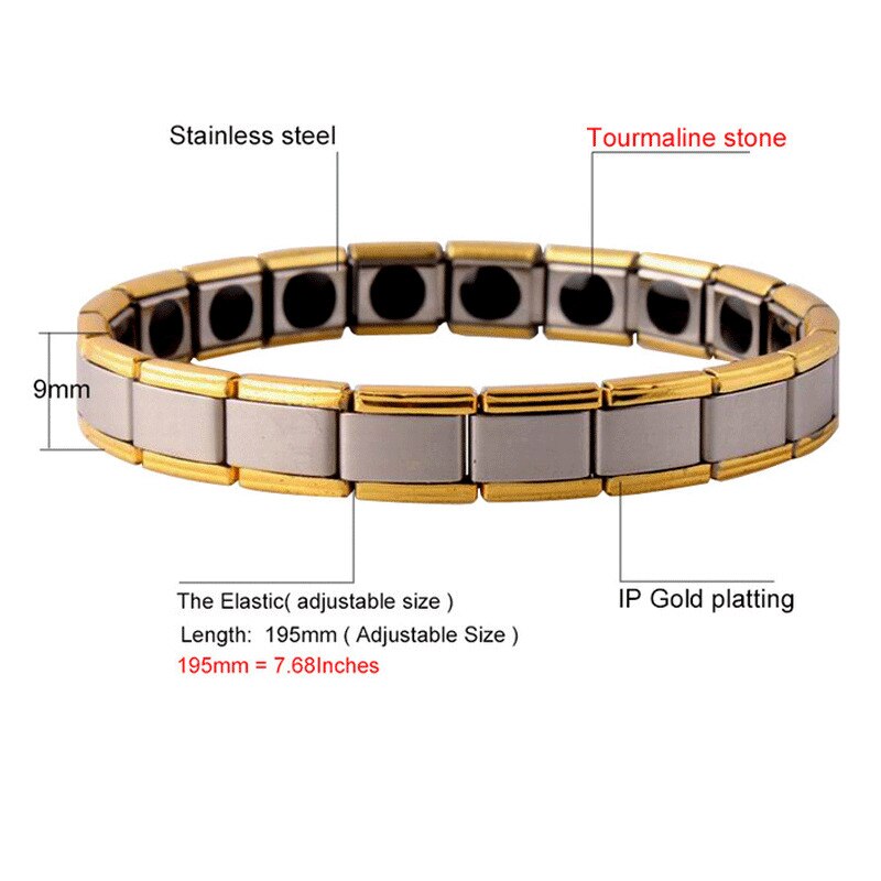 Bio-Energy Titanium Magnetic Germanium Energy Armband – Power Bracelet With Jade, 7in1, Men's