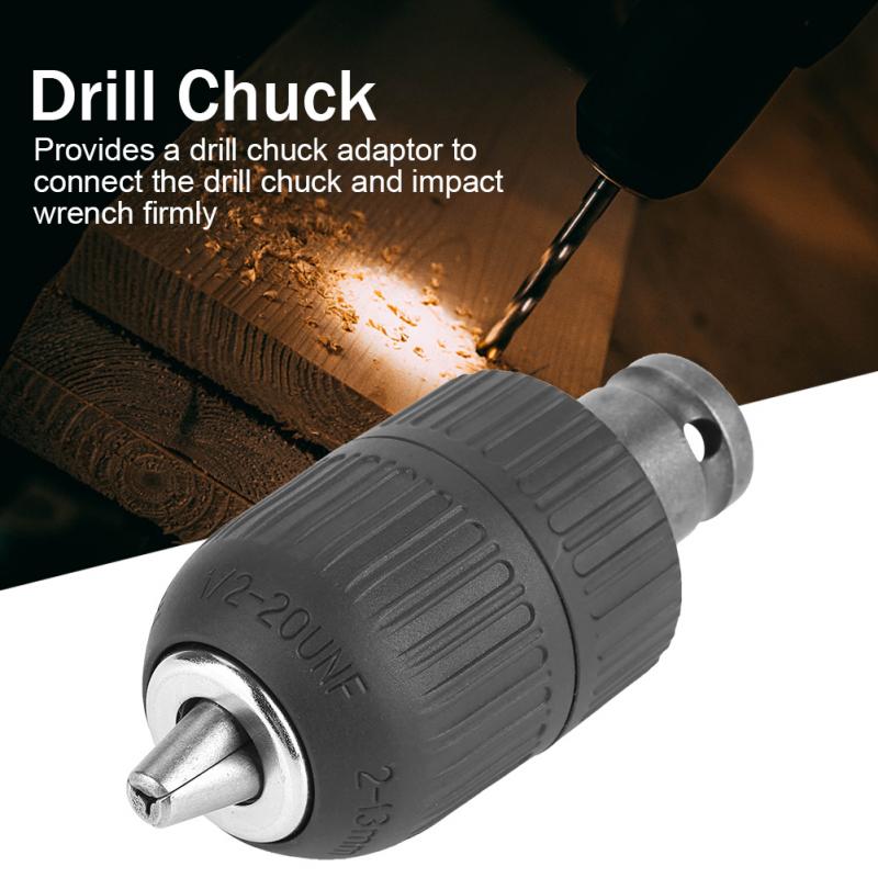 2-13mm Keyless Electric Drill Chuck 1/2-20UNF with 12 Chuck Adaptor for Impact Wrench Conversion Tools