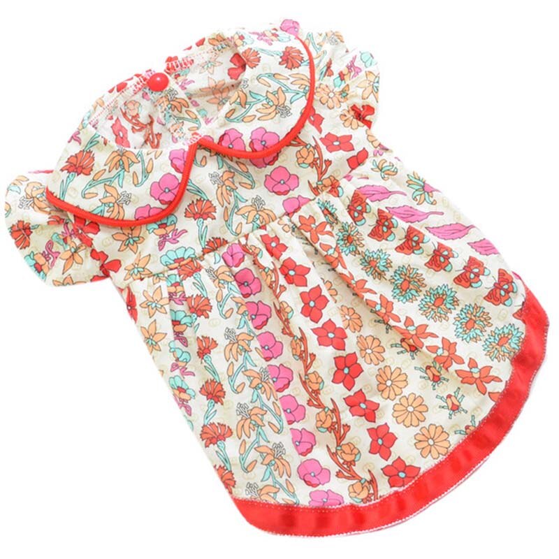 Été vêtements pour animaux de compagnie chien vêtements chiot petites fleurs vêtements chat vêtements chat vêtements teddy vêtements chien petit chien robe: M