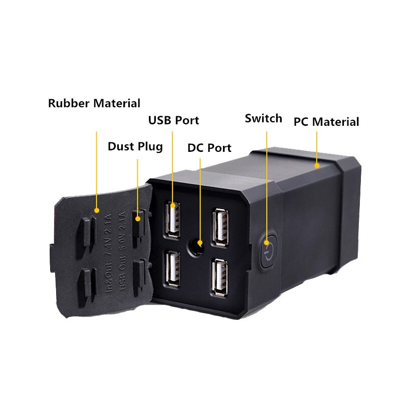 Waterproof 8400mAh 4X18650 8.4V T6 Bicycle Lights Battery Pack Mobile Phone Power Bank DC Output 8.4V + 4PCS Output 5V USB Port