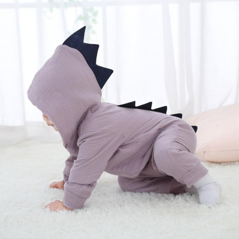 Dinosaur Baby Boy Girl Rompers Solid Purple Gray Rompers warm spring autumn cotton romper Playsuit Clothes