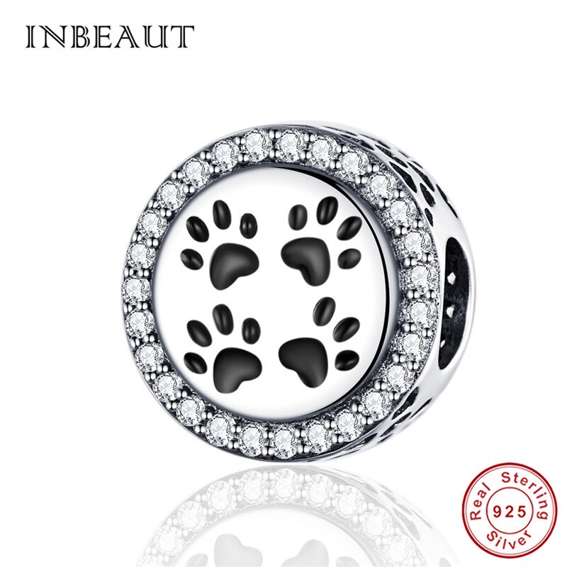 INBEAUT 100% 925 Sterling Silver Cute Heart Naughty Cat Dog Deer Charms fit Brand Bracelet Moon Pet Beads for Jewelry Making: sc1186-3