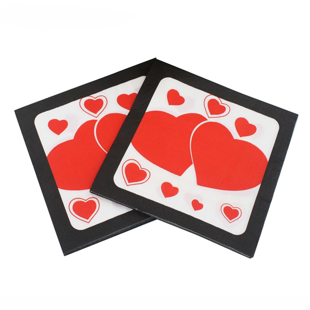 Liefde Hart Tafel Papieren Servet Voor Valentijnsdag Сервировочная Салфетка I Love U Tissue Handdoek Verjaardagsfeestje Bruiloft Decoratie: F