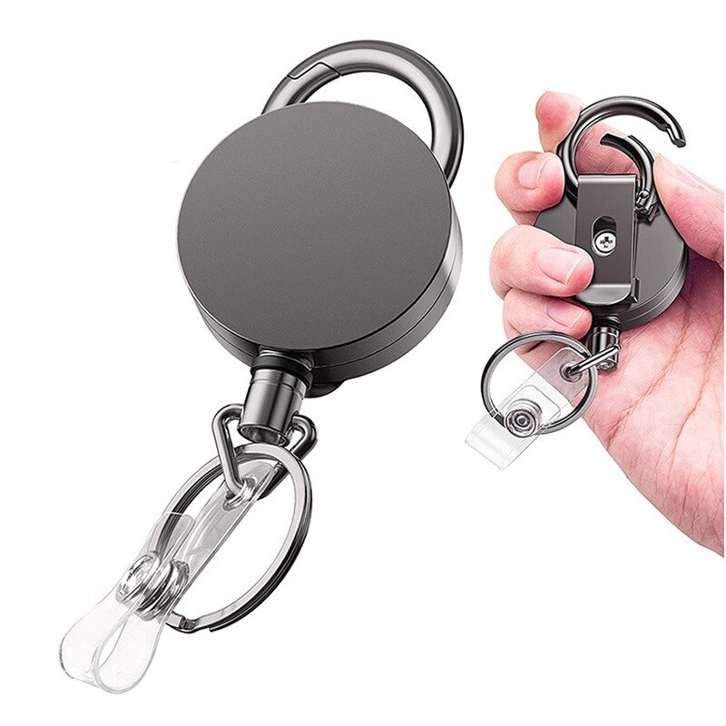Carrete retráctil de Metal para insignia, accesorio con llavero bonito, cubo electrochapado, porta tarjetas, suministros de negocios, 1 Uds.: 1pcs  b
