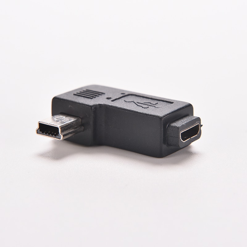 Mini usb type a han til micro usb b hun 90 graders venstre vinkel adapter
