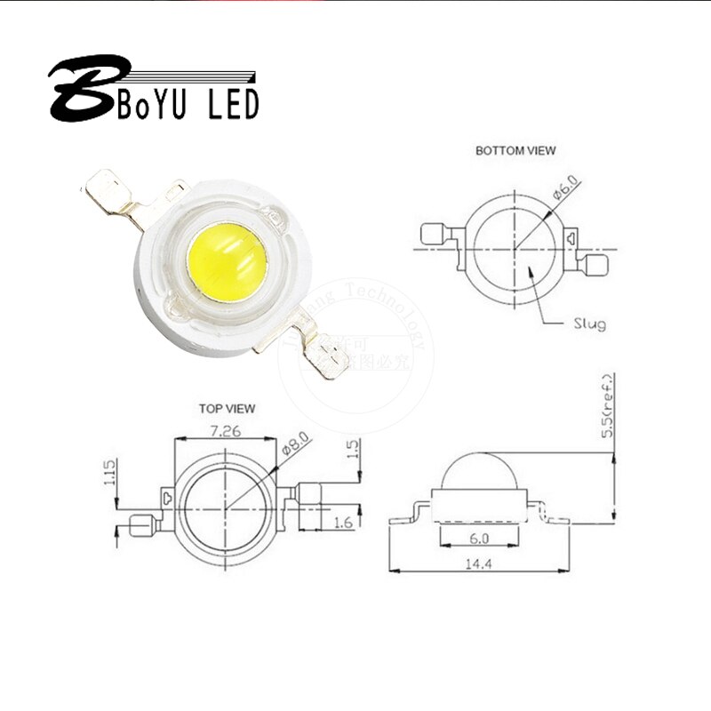 High-power LED lumen lamp beads 1-3-5W cool white (8000-10000K) LED diode chip flashlight stage light LED lumen lamp beads