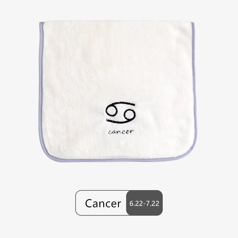 32*60cm Face Towel Microfiber Water Absorption Constellations Home Quick Dry Towels Small Soft Embroidery Bath Shower: Cancer-white