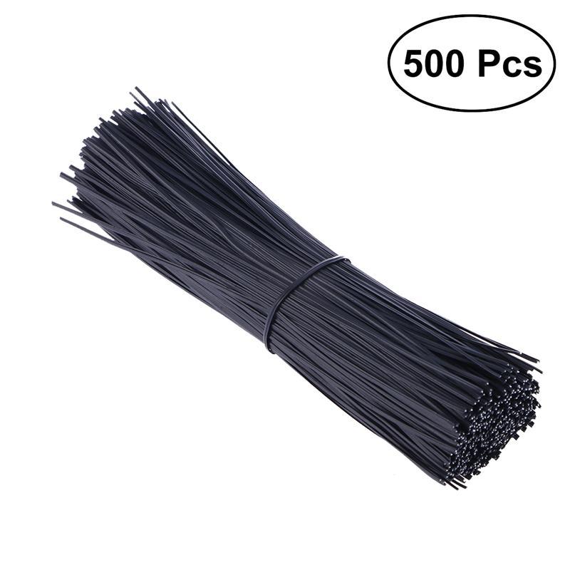 Bestoyard 500 stk 15cm plastbelagt jerntråd snoet bånd kabel wrap organisator bånd: Sort